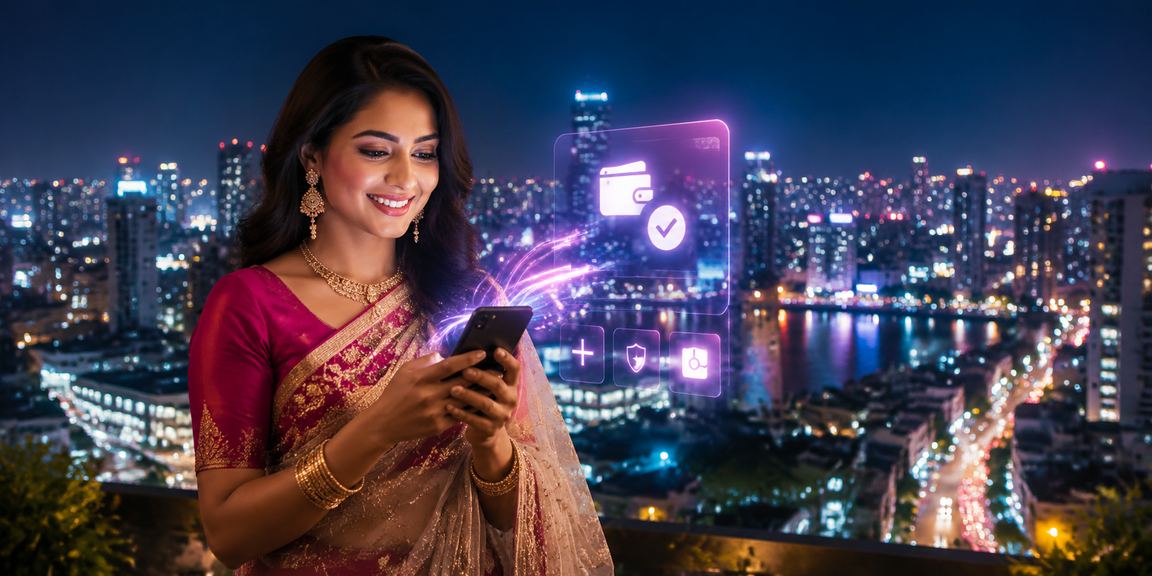 A woman in a saree in Dhaka making a deposit on the hy baji platform