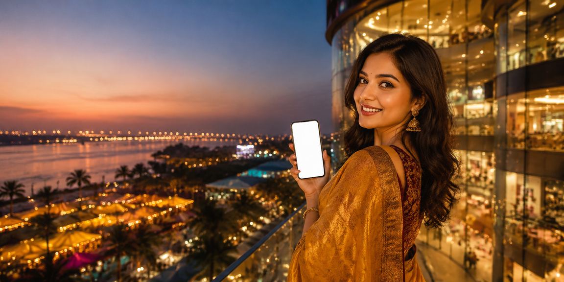Using a casino app at a night market in Mymensingh